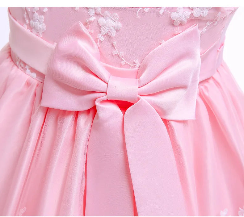 Newborn Baby Dress For Girls Embroidery Flower Big Bow Dresses Toddler Kids Birthday Party Wedding Vestidos 0 to 3 Years Old