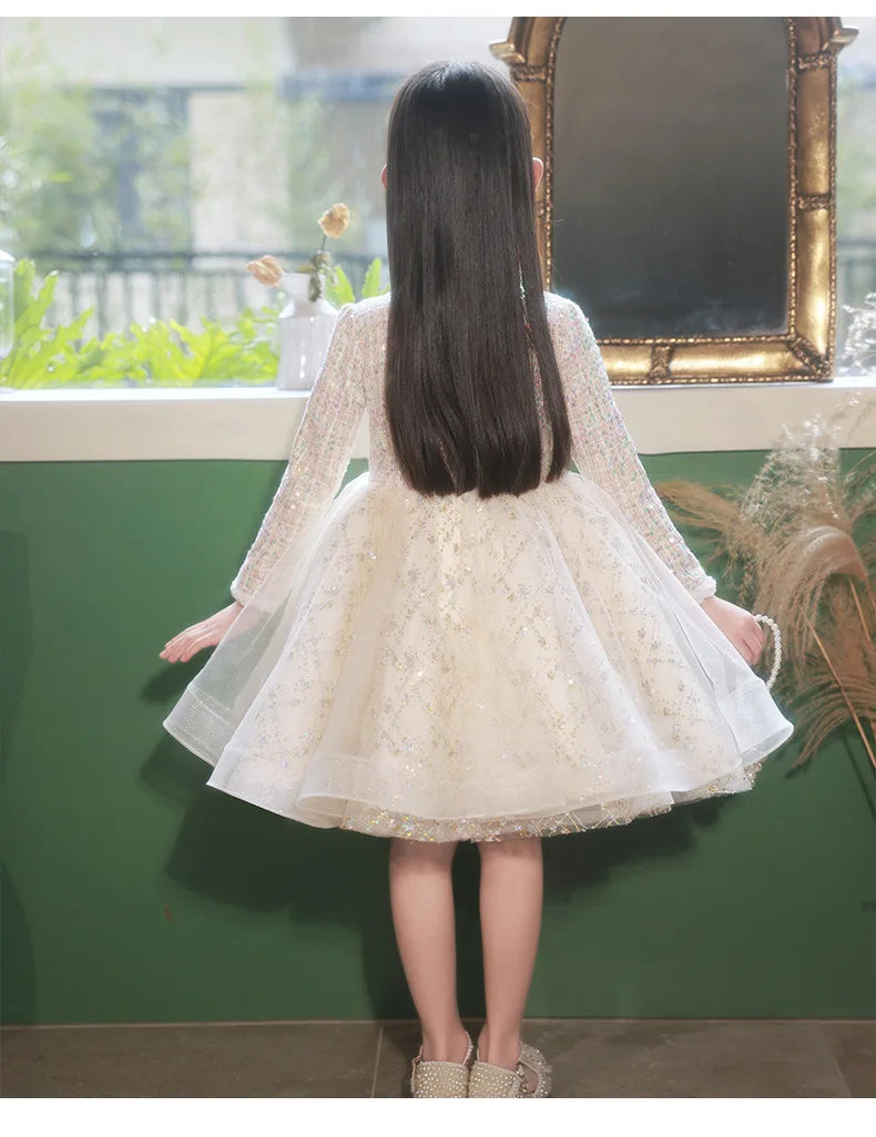 Girl's Dress Entry Lux Elegant Princess Dress Host Piano Playing Flower Girl Bubble Skirt