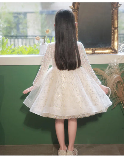 Girl's Dress Entry Lux Elegant Princess Dress Host Piano Playing Flower Girl Bubble Skirt