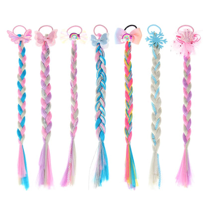 Girls Hair Bow Kids Rainbow Hair Tie Princess Accessories Toddler Snowflake Elastics Baby Accessories No Damage Braid