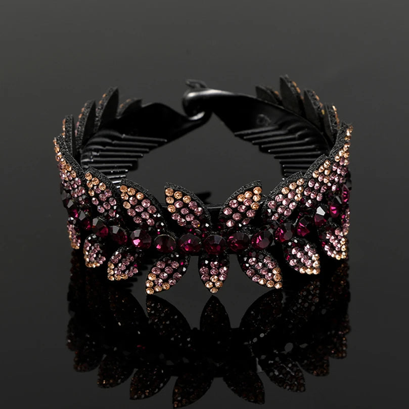 AWAYTR Fashion Rhinestone Hair Claws Ponytail Holder Hairpin Women Crystal Bird Nest Twist Clip Bun Hair Clip Hair Accessories