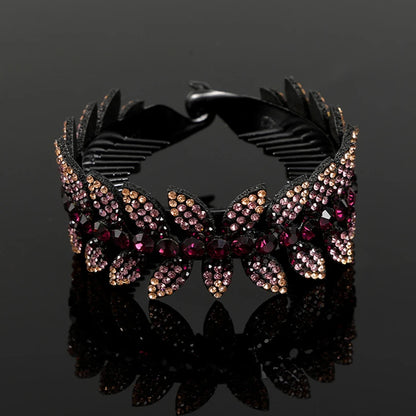 AWAYTR Fashion Rhinestone Hair Claws Ponytail Holder Hairpin Women Crystal Bird Nest Twist Clip Bun Hair Clip Hair Accessories