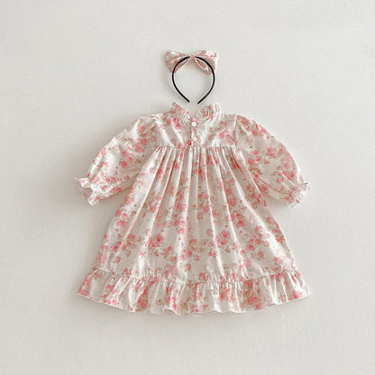 2025 Boutique Spring Cute Baby Clothes Girls Floral Print Dresses Newborn Girl Romper Birthday Party New Dress for Children Kids