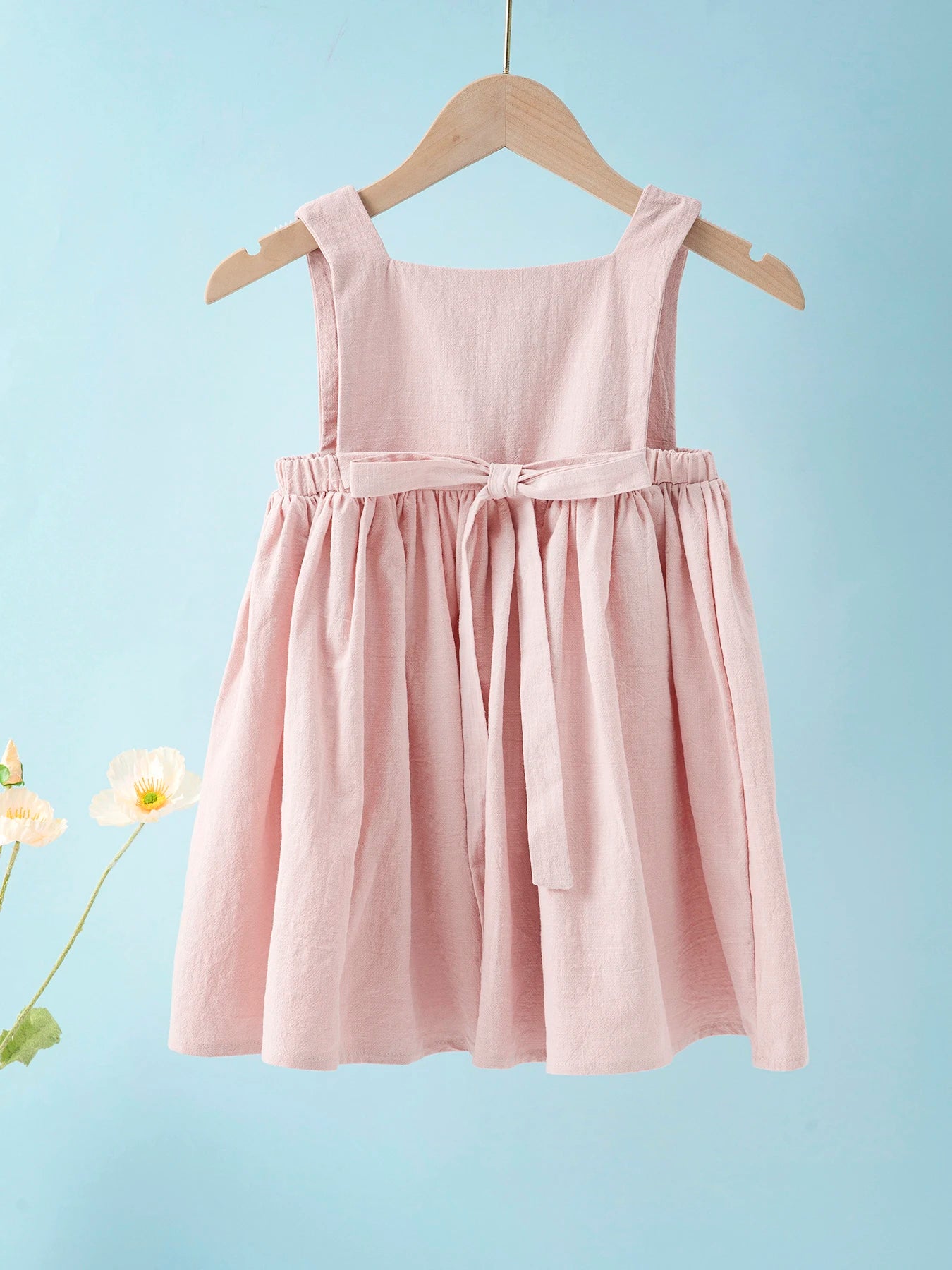 Summer Girls' Dress European and American New Solid Color Pleated Dress Sleeveless Cotton Children's Princess Dress