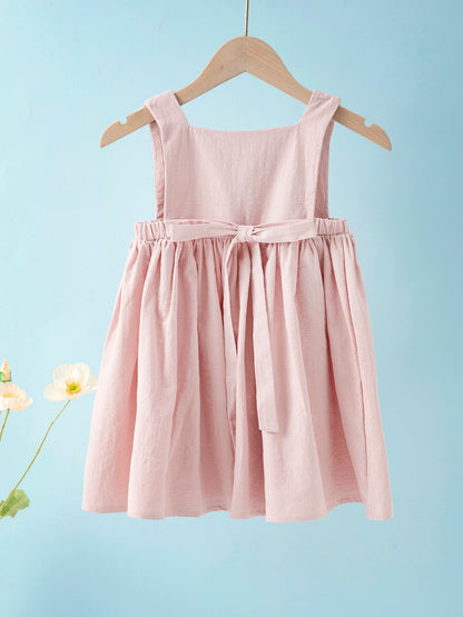 Summer Girls' Dress European and American New Solid Color Pleated Dress Sleeveless Cotton Children's Princess Dress