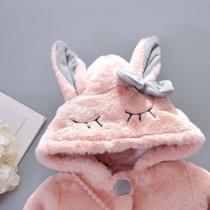 New Winter Coat Baby Girl Cold Protection Cute Hooded Coat With Free Bag For Kids (Available)