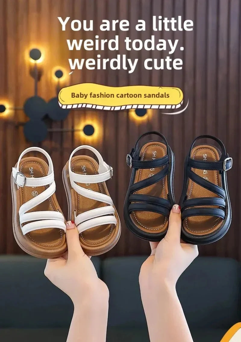 1-10Y Baby Girls Sandals Summer Children's New Cool Fashion Princess Cute Versatile Shoes for Students Flat Sandal Casual Shoe  (Available)