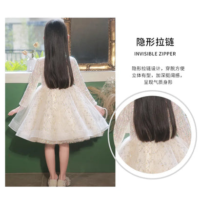 Girl's Dress Entry Lux Elegant Princess Dress Host Piano Playing Flower Girl Bubble Skirt