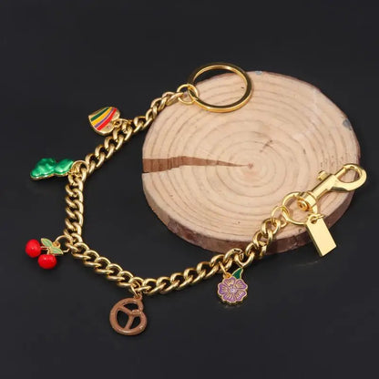 Cute Fashion Bag Keychain Flower Cherries And Cookies Pendant Bag Chain For Women Bag Charm Cute Accessories Jewelry Gifts