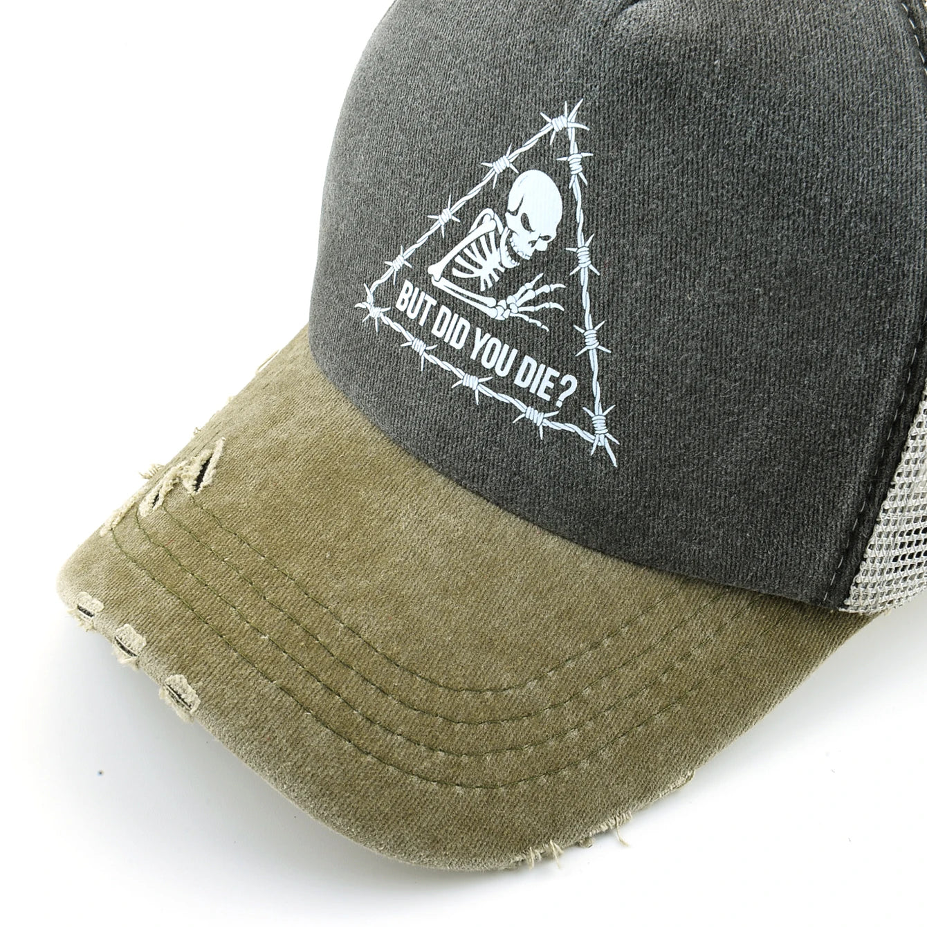 Washed Denim Baseball Cap Women Printing Skull Sun Visor Cap Men Snapback Hip Hop Trucker Cap Breathable Mesh Hat