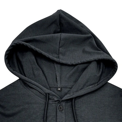 Men's Short-sleeved T-shirts for Sports and Fitness American-style Henley Shirt Hooded Top