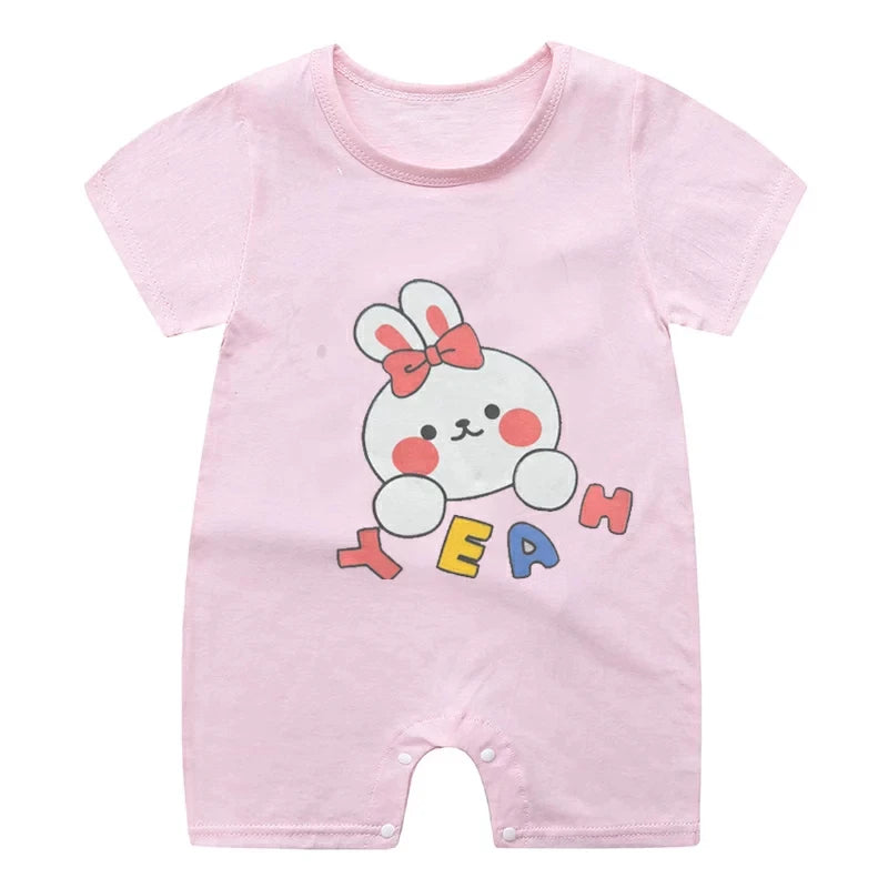 Newborn Baby Clothes Short Sleeve Romper Printed Cartoon Cute Baby Boys One-piece Clothes Toddler Jumpsuit Infantil Costume
