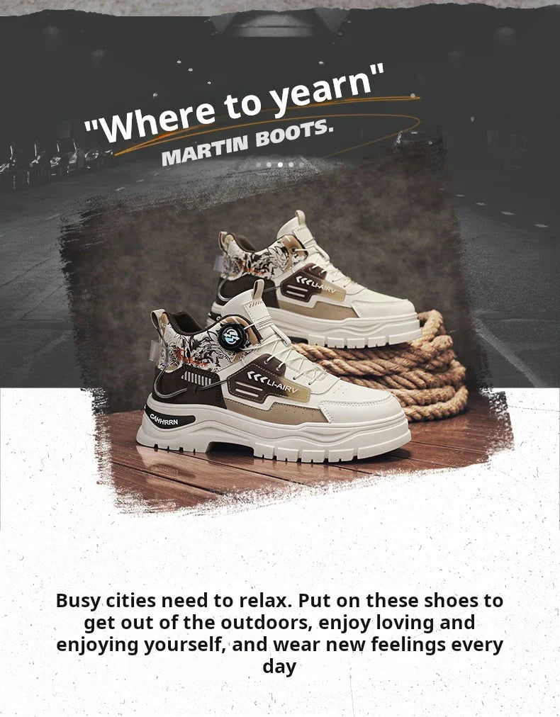 Men's Casual Outdoor Boots Fall Breathable Trendy Versatile Leisure Knob Board Shoes Anti-slip Riding Fashion Sneakers  (Available)