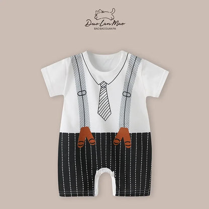 0-2 Years Baby Boys Summer Thin Cartoon Rompers Baby Girls Short Sleeve Bodysuit Newborn Infants Jumpsuit New Costume