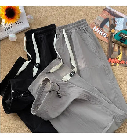 Summer Pants for Men Trendy and Versatile Loose Straight-leg Teenage American Quick-dry Cargo Casual   (Available)