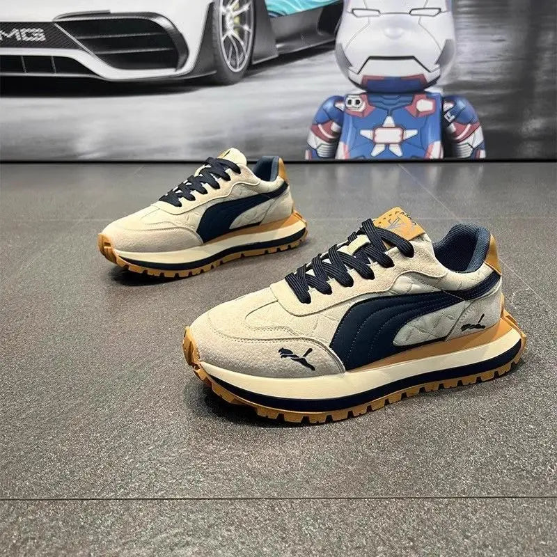 Men's shoes 2025 new summer casual sports shoes, thick-soled, height-increasing, breathable and versatile casual running shoes