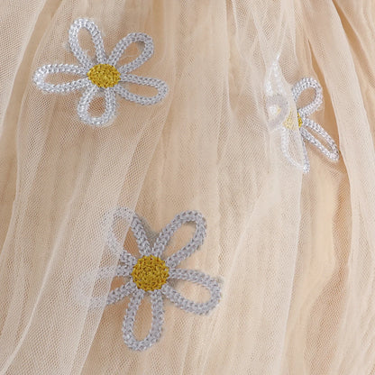 Baby Girl Dresses 1st Birthday Outfit Tulle Romper Dress with Headband Cute Daisy and Embroidered Party Wear for Newborn Clothes