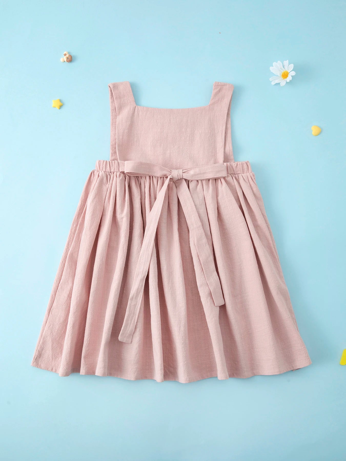 Summer Girls' Dress European and American New Solid Color Pleated Dress Sleeveless Cotton Children's Princess Dress