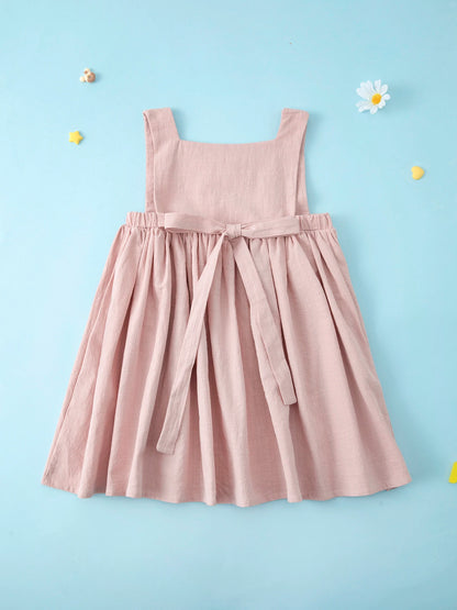 Summer Girls' Dress European and American New Solid Color Pleated Dress Sleeveless Cotton Children's Princess Dress