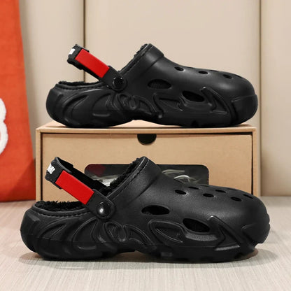 Winter Warm Home Slippers Men Waterproof Fur Clogs Slippers Garden Slippers Fuzzy Plush Slippers Bedroom Shoe For Indoor Outdoor (Available)