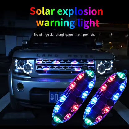 Solar Power LED Warning Night Light Anti-rear Strobe Tail Light Car Flash Light Strobe Warning Light for Car Motorcycle Vehicle (Available)