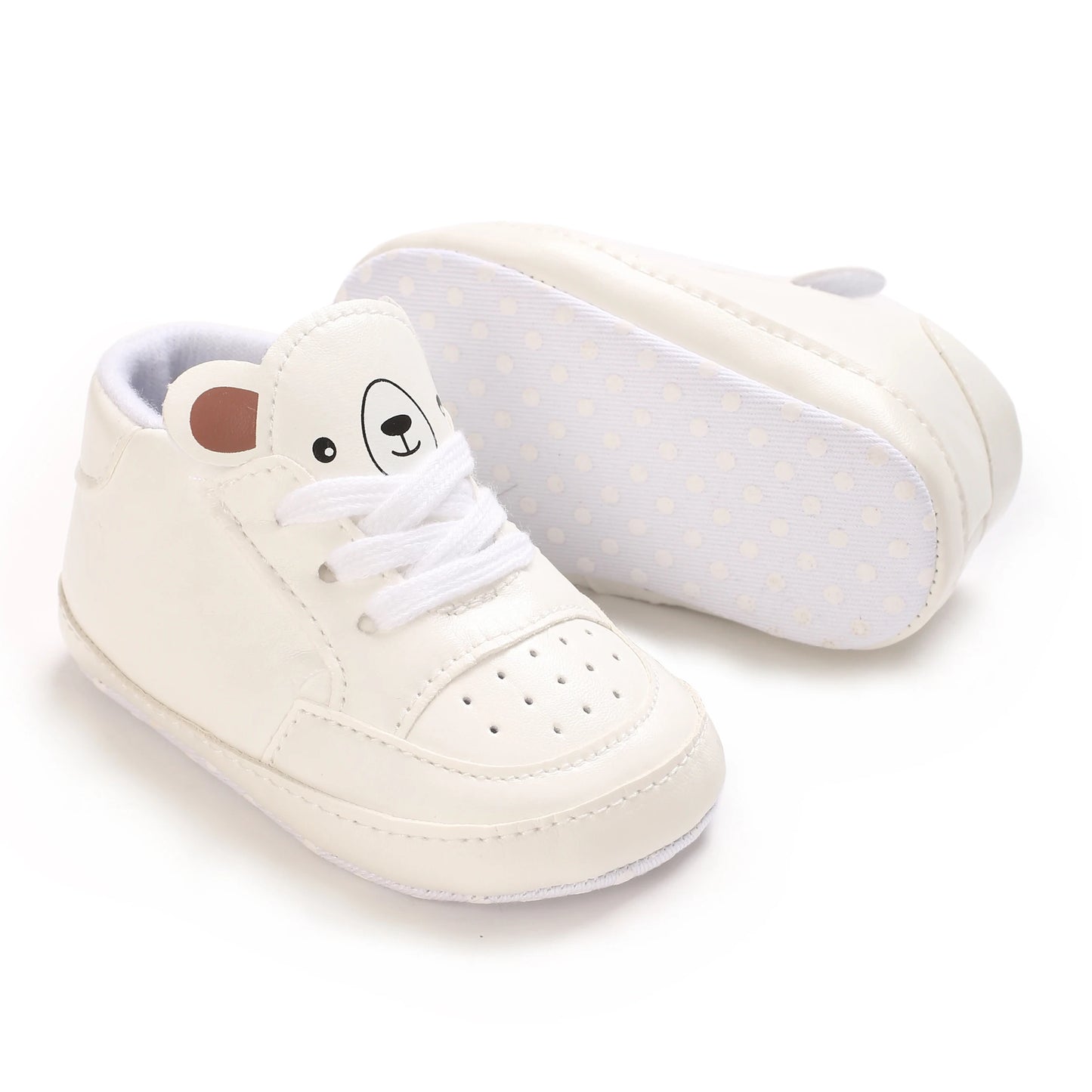 NEW Baby Shoes Newborn Boys Sneaker Girls Cartoon First Walkers Kids Toddlers Lace Up PU Leather Soft Soles Sneakers 0-18 Months