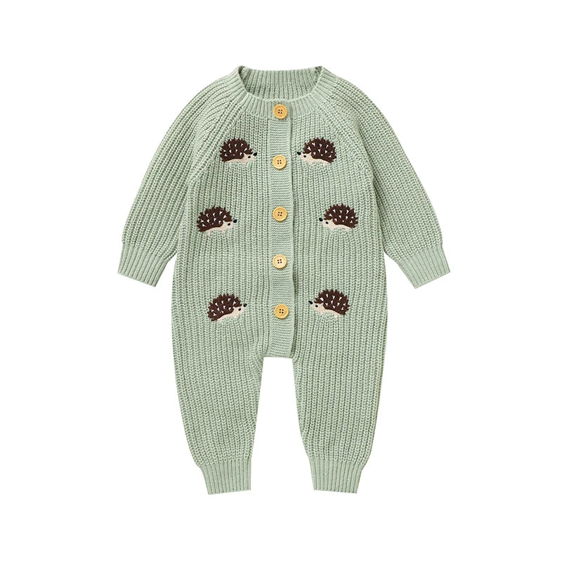 Newborn Clothes Outfits Autumn Winter Baby Boy Girl Long Sleeve Knitted Rompers Jumpsuits Cute Hedgehog Infant Outwear Playsuits