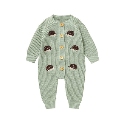 Newborn Clothes Outfits Autumn Winter Baby Boy Girl Long Sleeve Knitted Rompers Jumpsuits Cute Hedgehog Infant Outwear Playsuits
