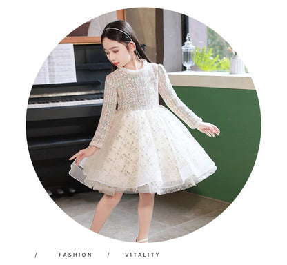 Girl's Dress Entry Lux Elegant Princess Dress Host Piano Playing Flower Girl Bubble Skirt