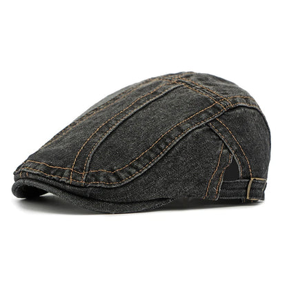 Men's Denim Beret Newsboy Hat Spring Summer Unisex Flat Cap Cabbie Driving Ivy Hats Retro Casual Baseball Cap Adjustable