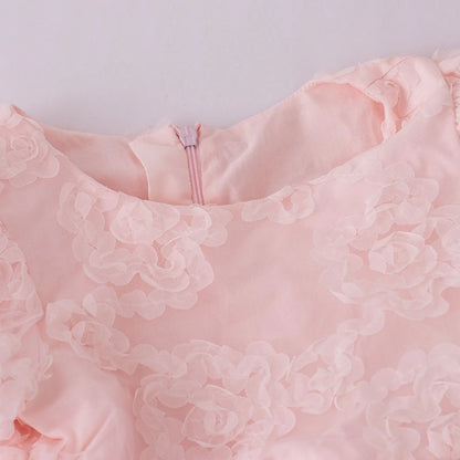 Fashion Cute Party Dress Elegant Gown Host Performance Princess Gown Comfortable Puff Sleeves Solid Color Party Princess Dress