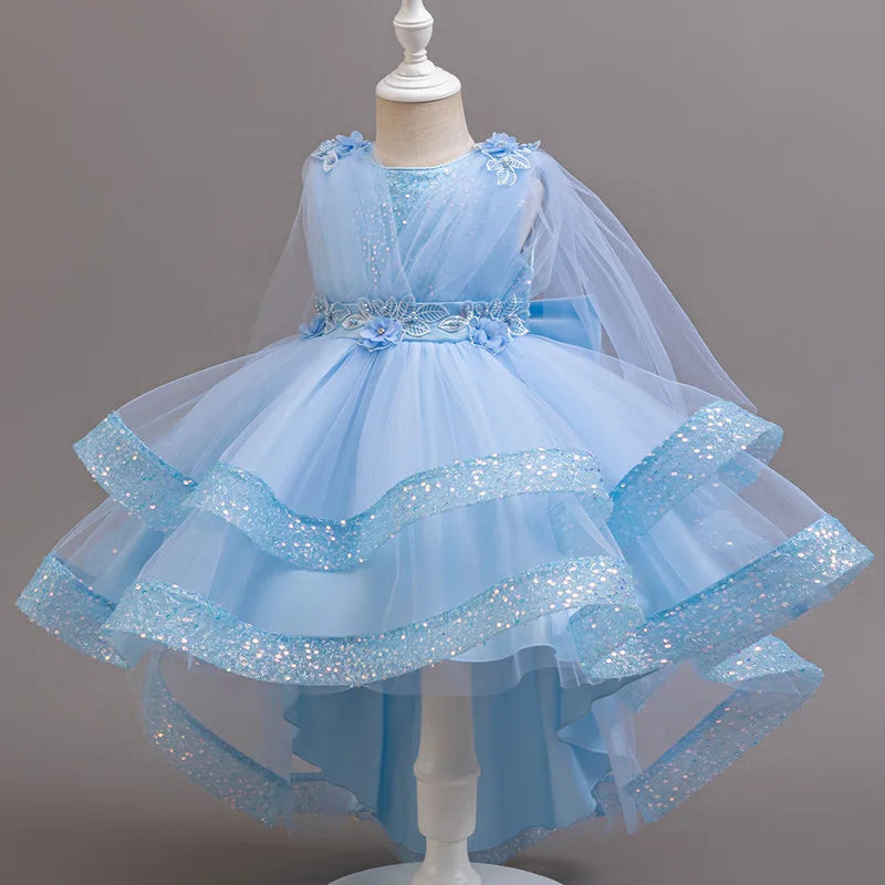 Tailing Dresses For Flower Girls Party Princess Purple Dress Kids Girl Dresses For Wedding Birthday Ceremony