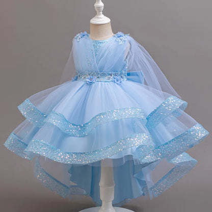 Tailing Dresses For Flower Girls Party Princess Purple Dress Kids Girl Dresses For Wedding Birthday Ceremony