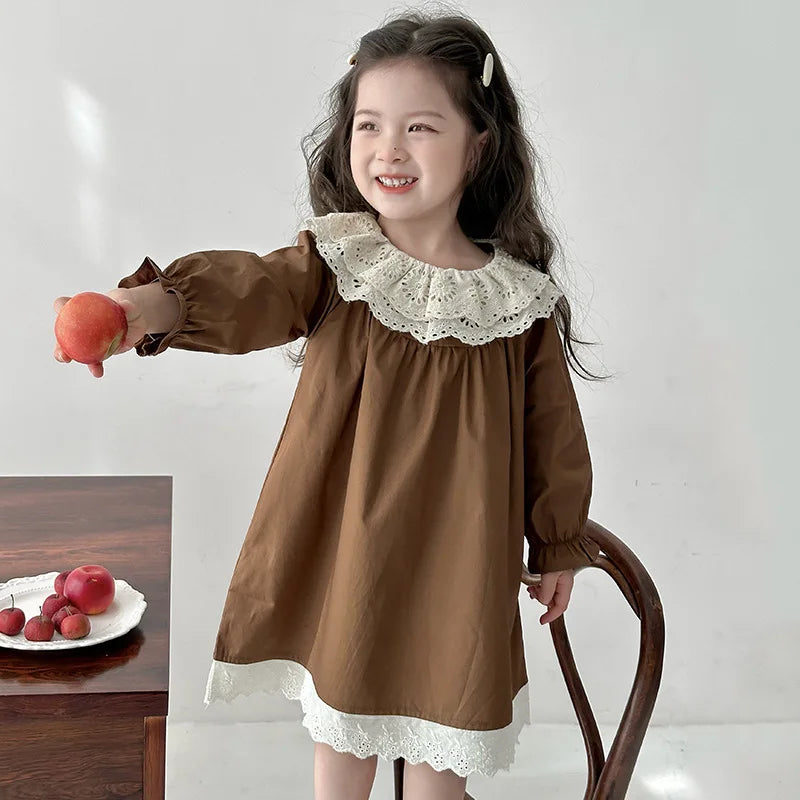 Girls' Dress Spring and Autumn 2025 New Children's Foreign Spring Dress Long Sleeve Skirt Spring Girl Princess Dress