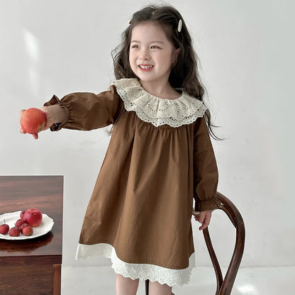 Girls' Dress Spring and Autumn 2025 New Children's Foreign Spring Dress Long Sleeve Skirt Spring Girl Princess Dress
