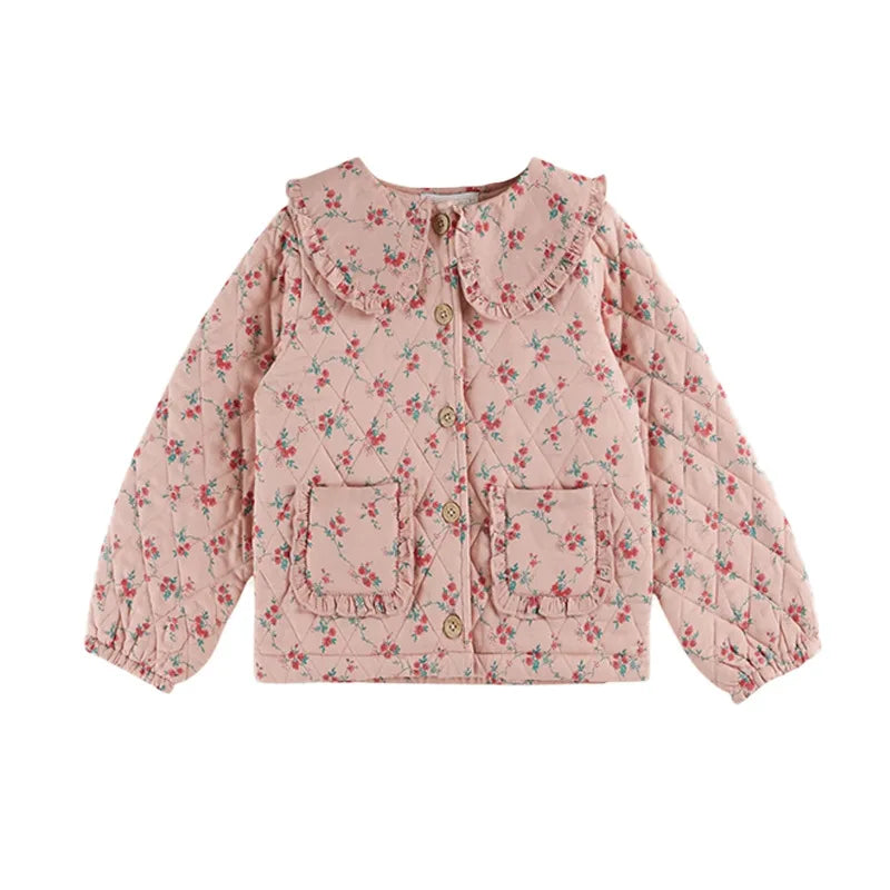 Girls' Dresses 2025 Fall New Arrivals Printed Embroidered Princess Dress Cotton Warm Girls' Jacket Peter Pan Collar Knit Sweater