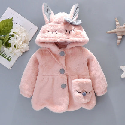 New Winter Coat Baby Girl Cold Protection Cute Hooded Coat With Free Bag For Kids (Available) (Copy)