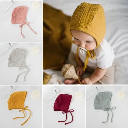 Newborn Cap Child  Lacing Babies Knitted Cotton Solid Color cute Hat  Mother and Kids Supplies Baby Hats & Caps for 0-24 Months