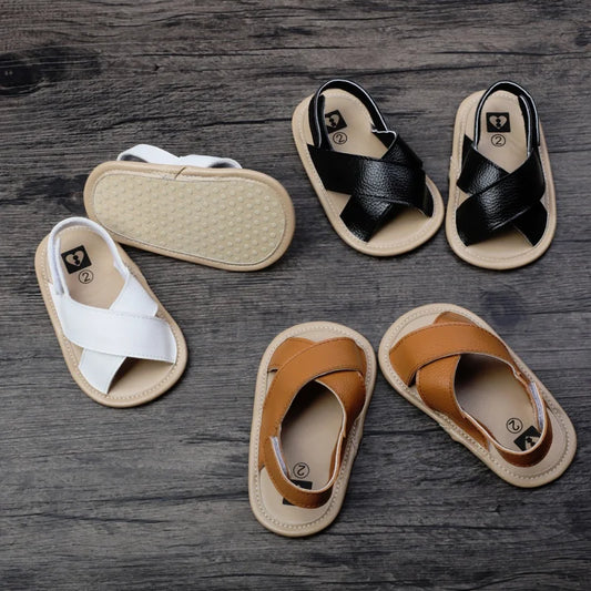 Summer Baby Boys Girls Shoes PU Solid Color Anti-Slip Infant Sandals Toddler First Walkers Casual Newborn Shoes 0-18M
