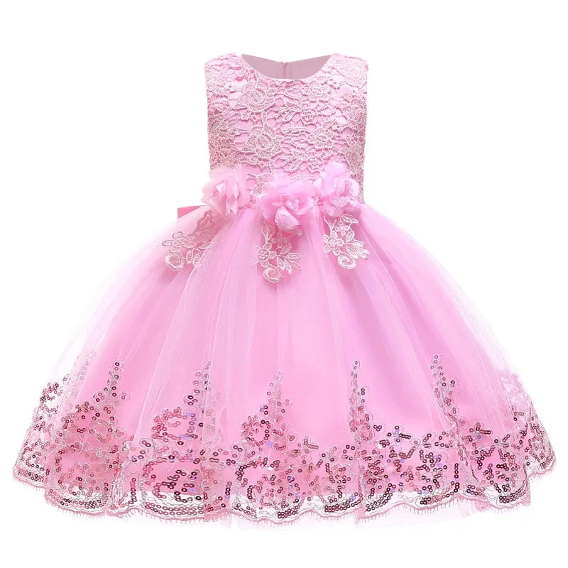 Girls Party Dresses 1st Birthday Baby Girl Princess Dress For Christening Flower White Wedding Dress Halloween Children Clothing
