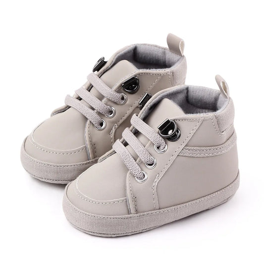 Brand Newborn Baby Boy Shoes Soft Sole Crib Shoes Warm Boots Anti-slip Sneaker Solid PU First Walkers for 1 Year Old 0-18 Months