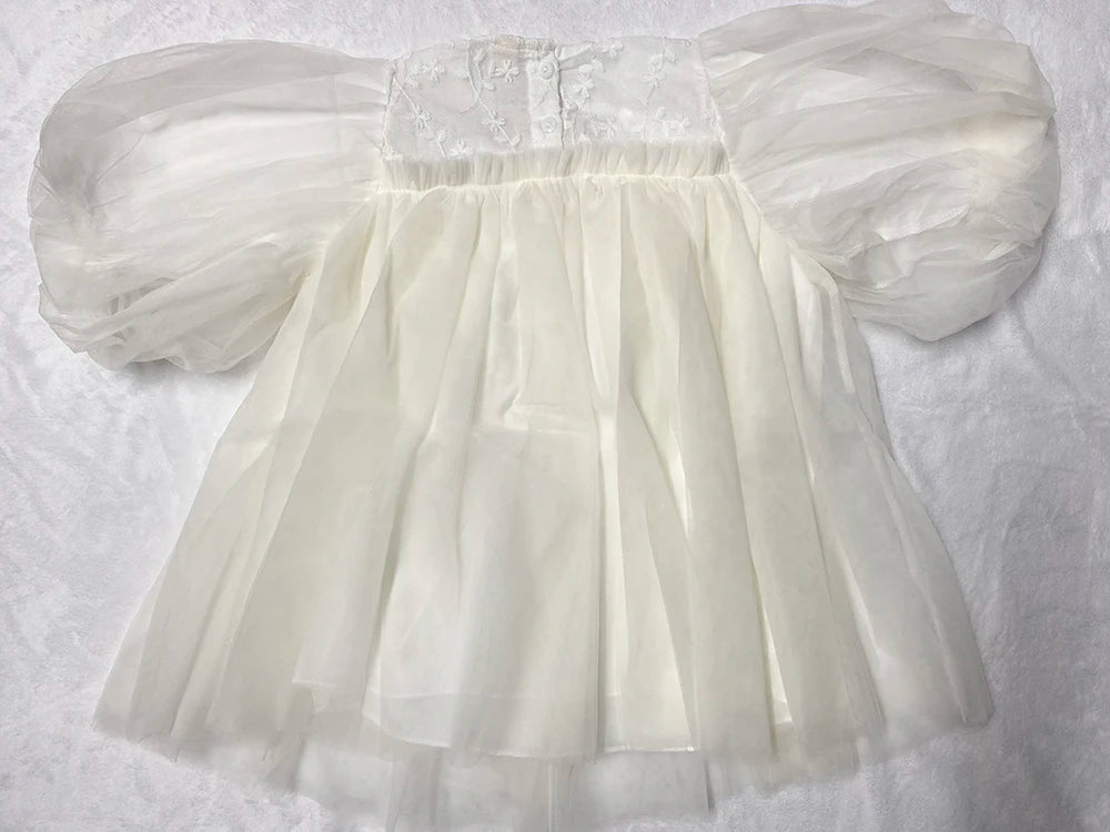 New Baby Dresses Autumn Children's Dresses Girls'dresses With Flowers Yarn Tulle Puffy Sleeve Jasmine Princess Party 1-7 Years