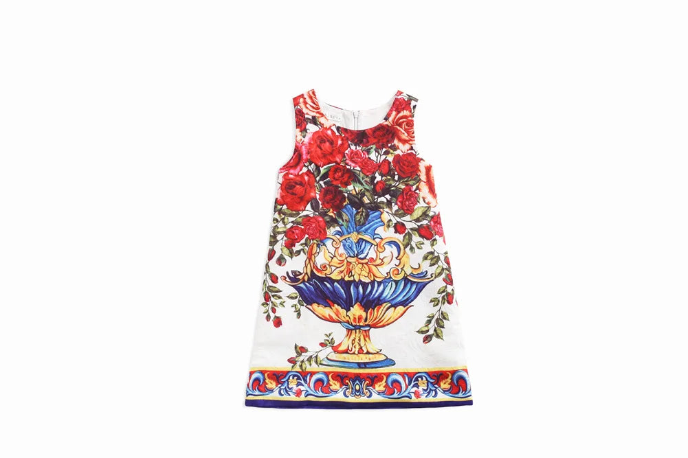 Young Children Vestidos De Fiesta Sleeveless Girls Summer Dresses Princess Girl Dresses European Style Wedding Girl Clothes