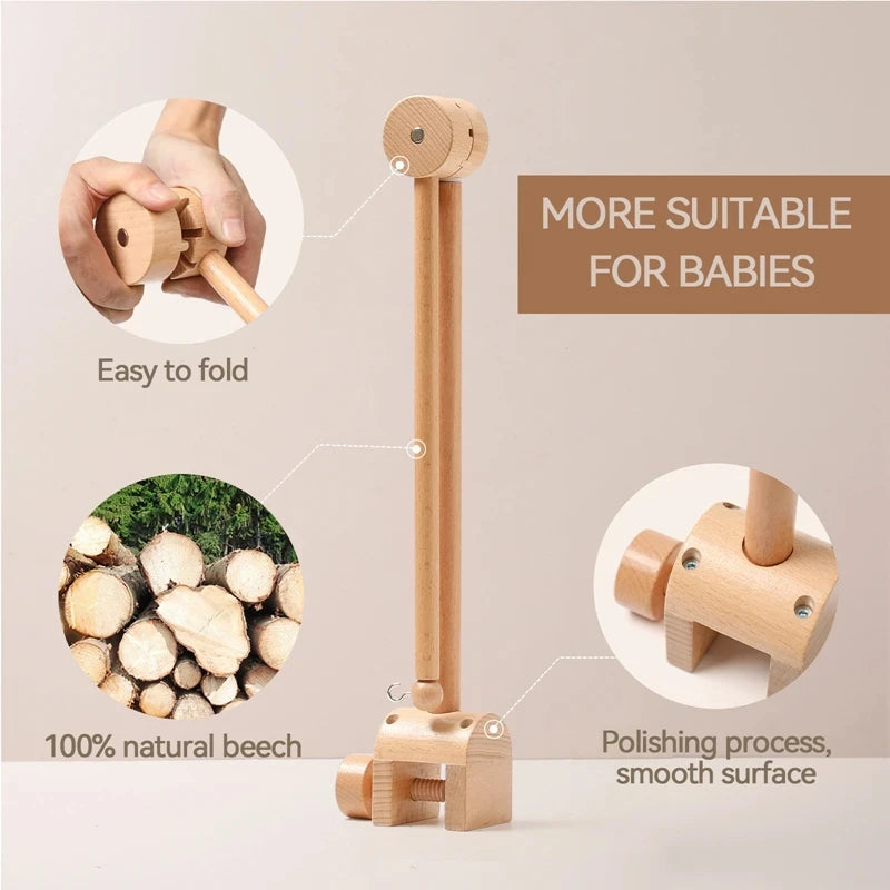 Revolving Music Box For Newborns Baby Crib Imitation Wood Color Hanging Rattle Baby Soothing Musical Toys 0-12 Months Baby Gift