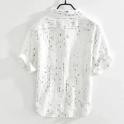 Summer Men Clothing 2025 New Fashion Casual Versatile Shirt Short-sleeved Top Loose Printed Thin   (Available)