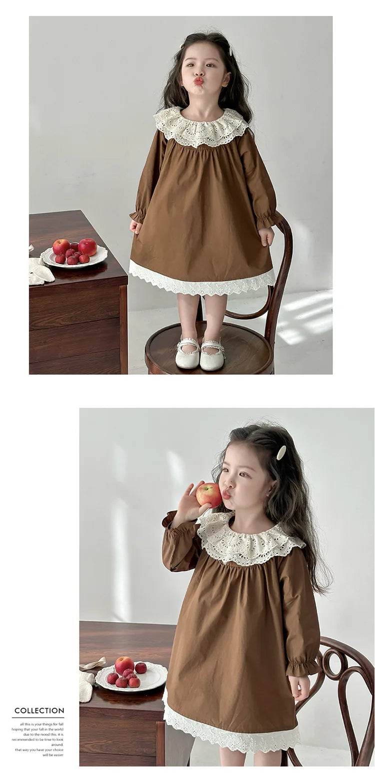 Girls' Dress Spring and Autumn 2025 New Children's Foreign Spring Dress Long Sleeve Skirt Spring Girl Princess Dress