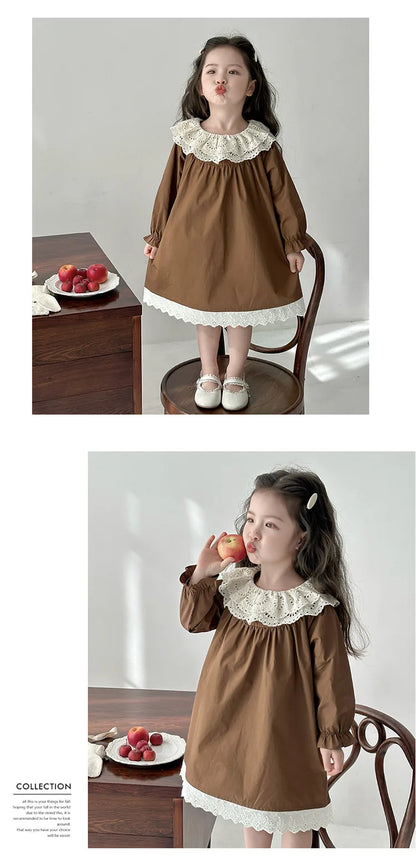 Girls' Dress Spring and Autumn 2025 New Children's Foreign Spring Dress Long Sleeve Skirt Spring Girl Princess Dress