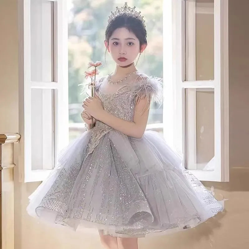 Party Dress Girls Evening Princess Dresses Vestido Piano Recital Performance Outfit Gown Children Costume Birthday Pageant Host