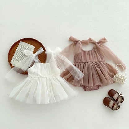 0-2 Year Old Baby Dress Summer New Newborn Centennial Birthday Party Girl Princess Dress Sleeveless Mesh Romper Dress