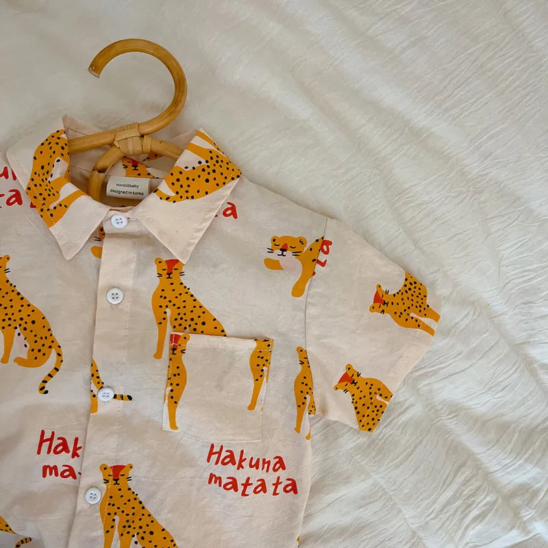 New Summer Kids Clothing Set Children Baby Boys Girls Cartoon Thin Breathable Short Sleeve Sets 2Pcs Lounge Outfit For 1-8Years